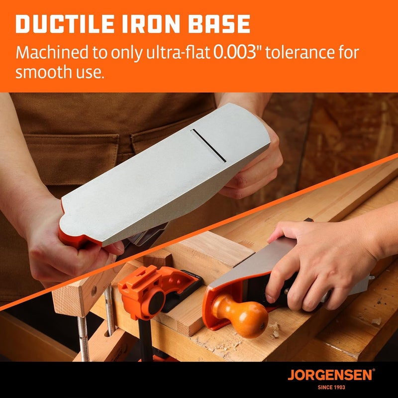 Jorgensen No.4 10" Wood Planer, Hand Planer for Woodworking, Professional Smoothing Plane for Trimming, Craft - Hand Plane with Ductile Iron Body, Adjustable Cutting Depth - Image 4
